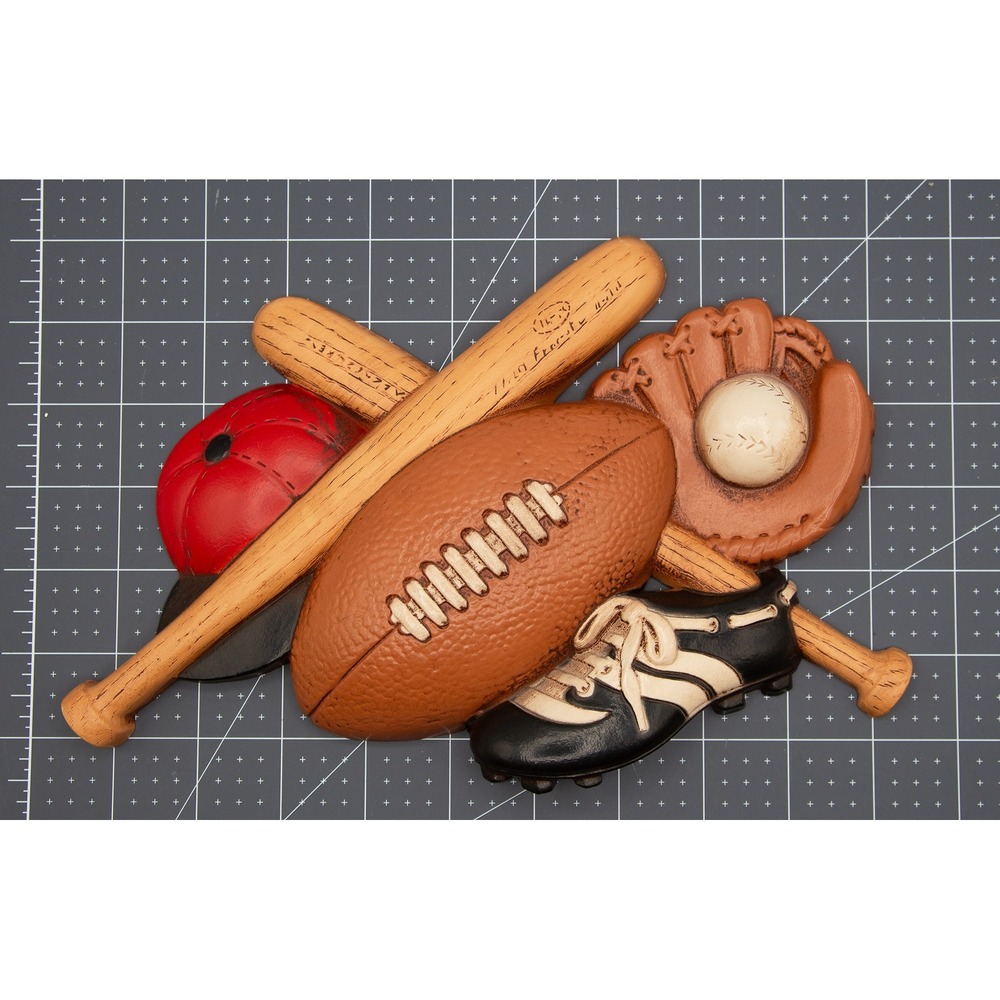 Vintage‎ Home Interiors Sports Wall Plaque Football Baseball 1997 USA 3260 Decor